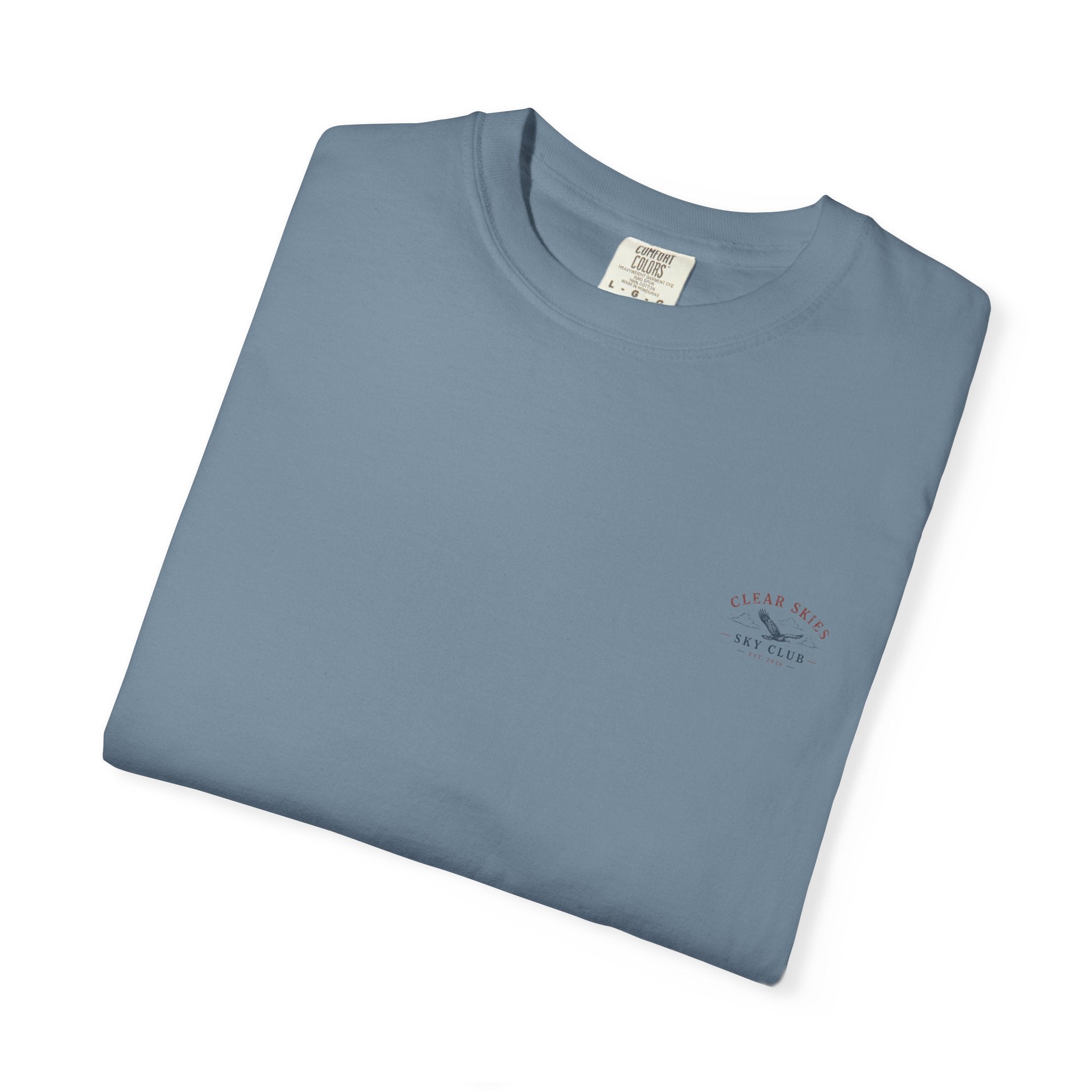 Clear Skies Sky Club T-Shirt — Vintage Mountain Plane Graphic